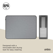 UMBRA - UDry Dish Drying Rack with Mat _ Charcoal