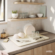 UMBRA - UDry Dish Drying Rack with Mat _ Linen
