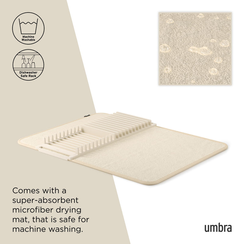 UMBRA - UDry Dish Drying Rack with Mat _ Linen