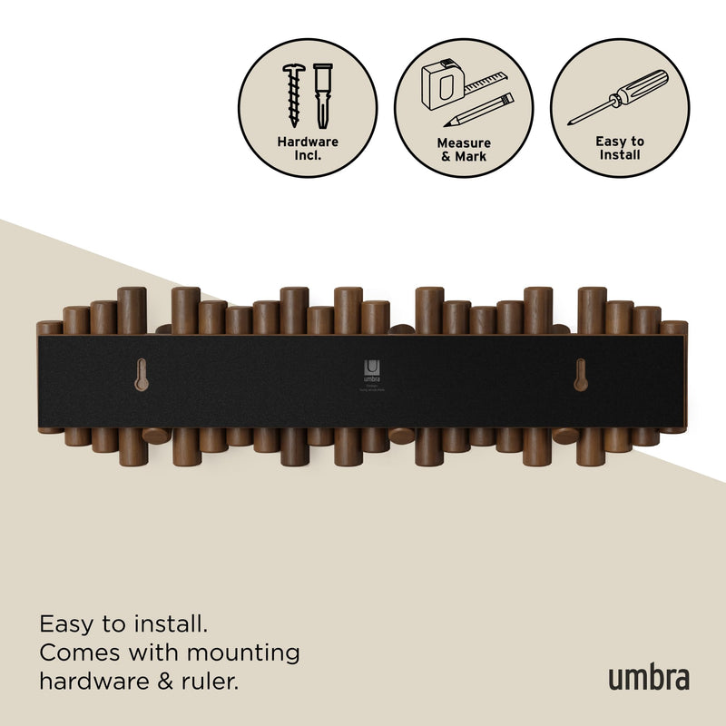 UMBRA - Picket 8 Wall Hook _ Aged-Walnut