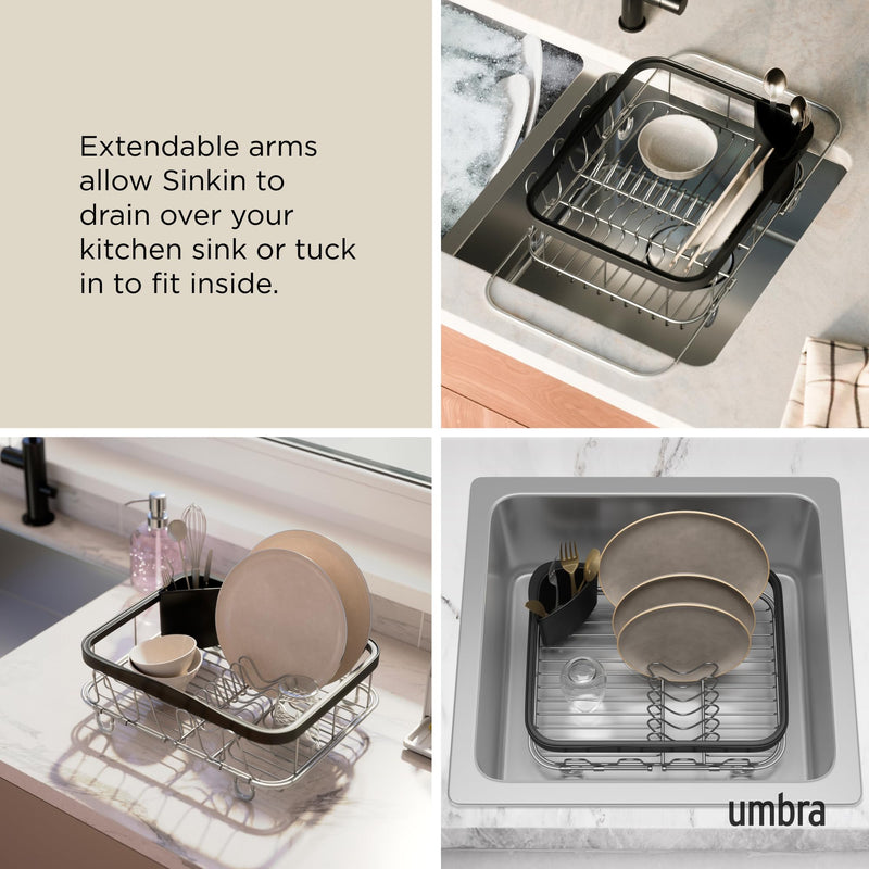 UMBRA - Sinkin Multi Use Dish Rack _ Black-Nickel