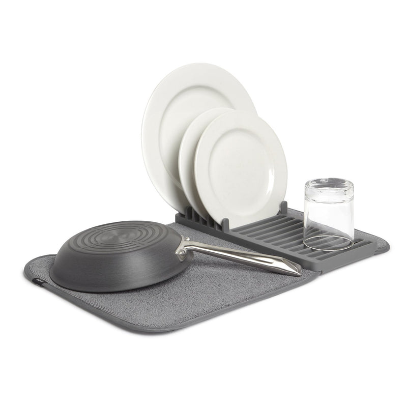 UMBRA - UDry Mini Dish Drying Rack with Mat _ Charcoal