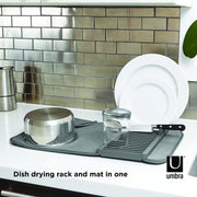 UMBRA - UDry Mini Dish Drying Rack with Mat _ Charcoal