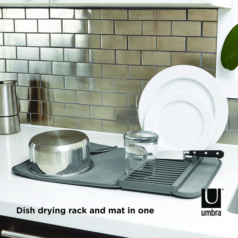 UMBRA - UDry Mini Dish Drying Rack with Mat _ Charcoal