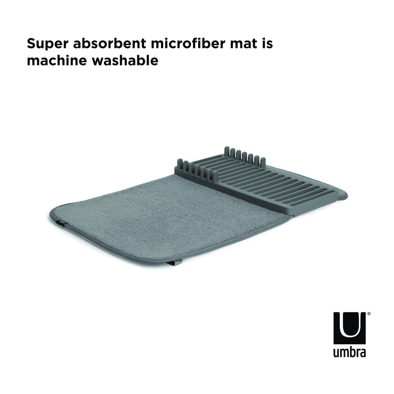 UMBRA - UDry Mini Dish Drying Rack with Mat _ Charcoal