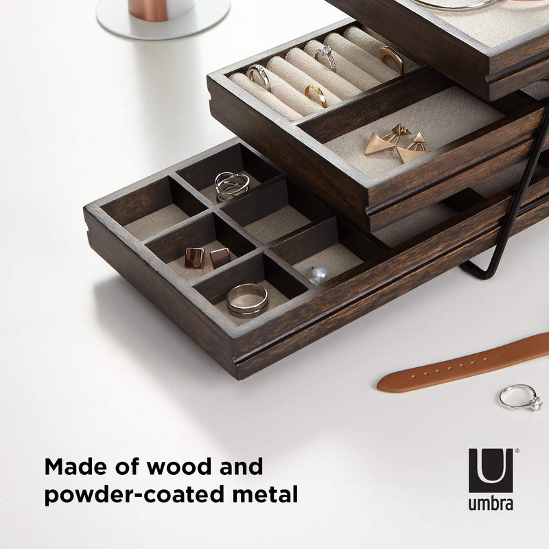 UMBRA - Terrace 3-Tier Jewelry Tray _ Black-Walnut