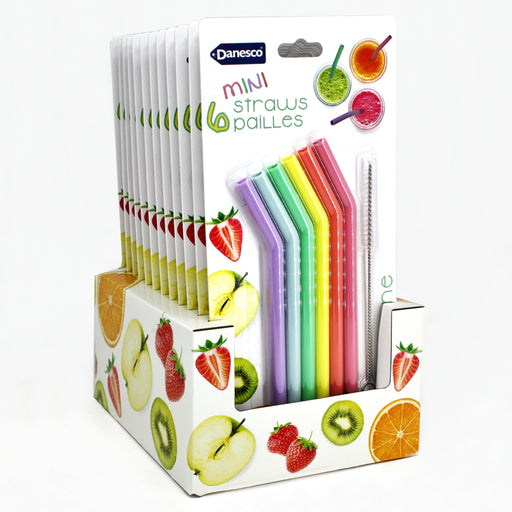 Danesco - Set of 6 Mini Silicone Straws - 12pc CDU
