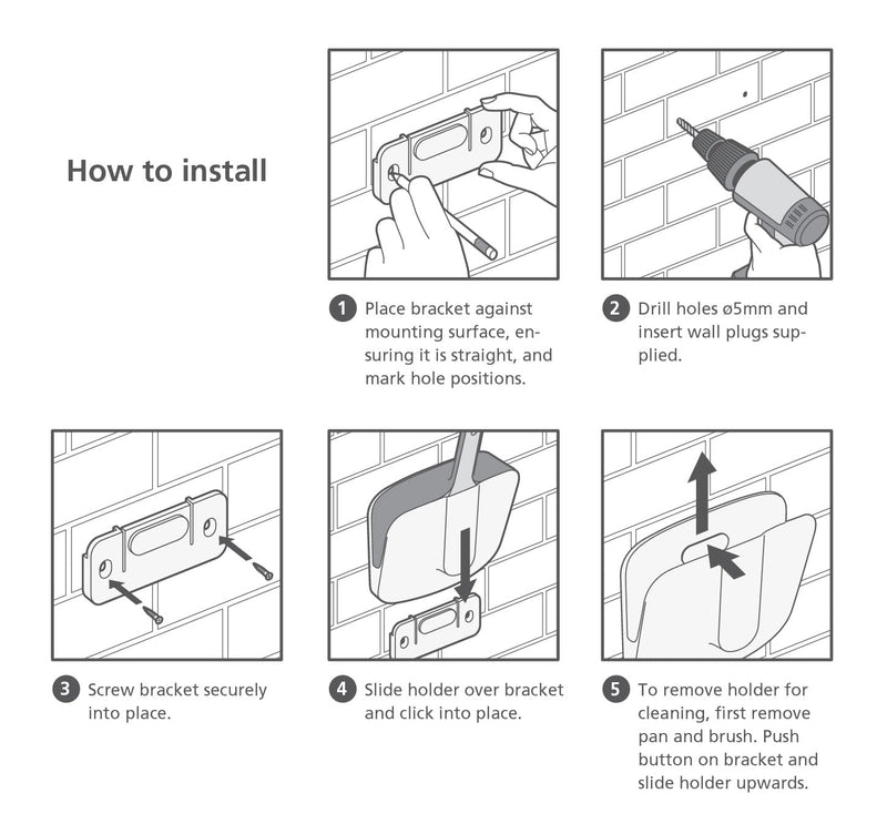Joseph Joseph - CleanStore™ Wall-mounted Dust Pan and Brush