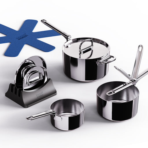 Joseph Joseph - SpaceSteel™ Set of 3 Sauce Pans with Lids