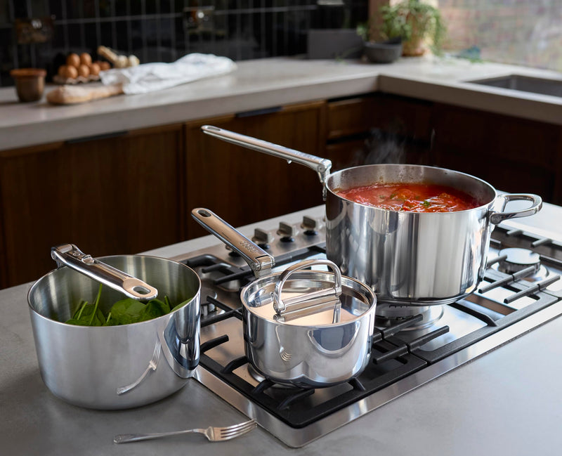 Joseph Joseph - SpaceSteel™ Set of 3 Sauce Pans with Lids