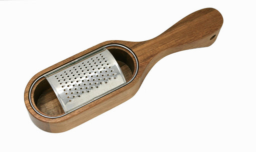 Natural Living - Acacia - Cheese Grater — empty grater and acacia holder.