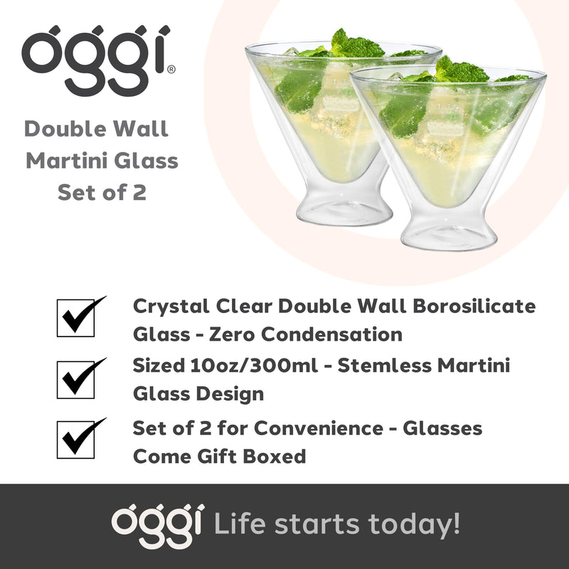 OGGI - Bar™ Double-Walled Martini Glasses