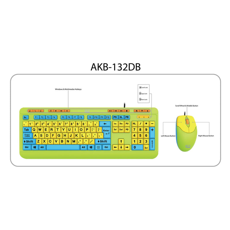 Adesso - AKB-132DB Wired Kids Keyboard & Mouse Set