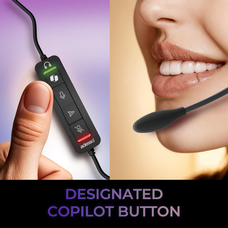Adesso - Adesso Xtream P7 Wired Headset with AI Copilot (USB-C/USB-A)