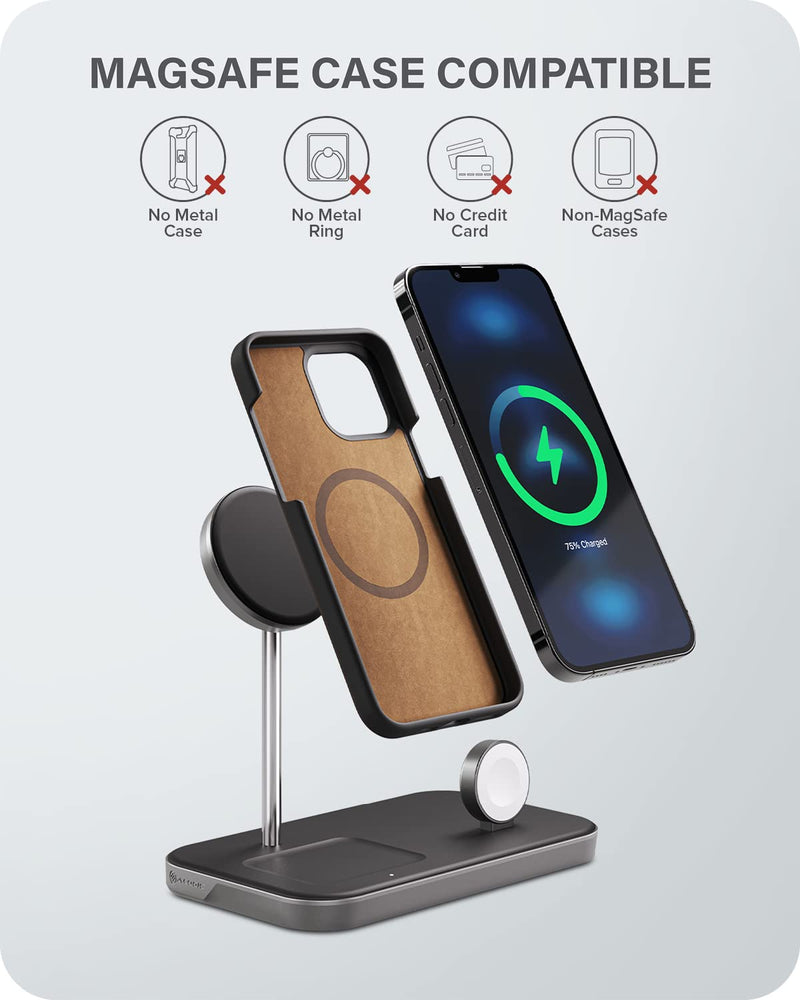 Alogic - Qi 3-in-1 Wireless Charging Stand for iPhone, Watch & AirPods � Black