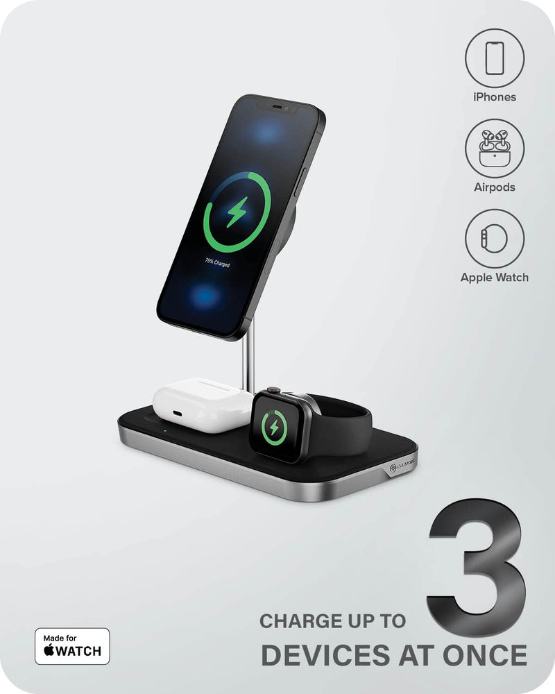 Alogic - Qi 3-in-1 Wireless Charging Stand for iPhone, Watch & AirPods � Black