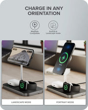 Alogic - Qi 3-in-1 Wireless Charging Stand for iPhone, Watch & AirPods � Black
