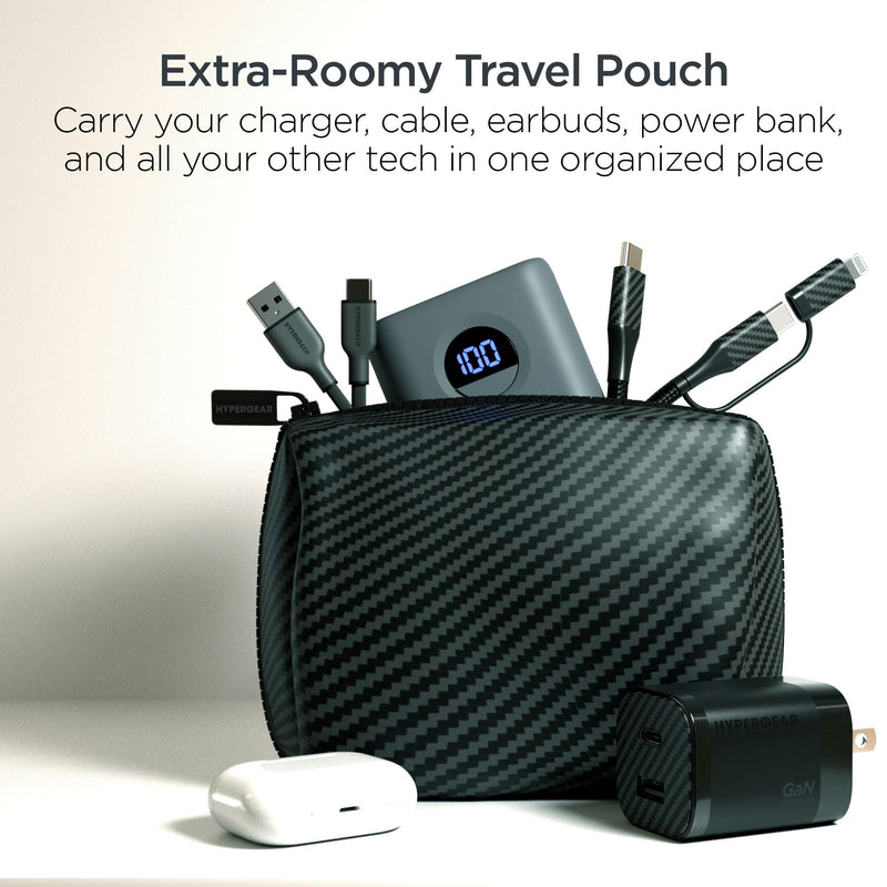 Hypergear - Charging Kit 3-in-1 � 30W Wall Charger + 6ft Cable + Pouch � Black