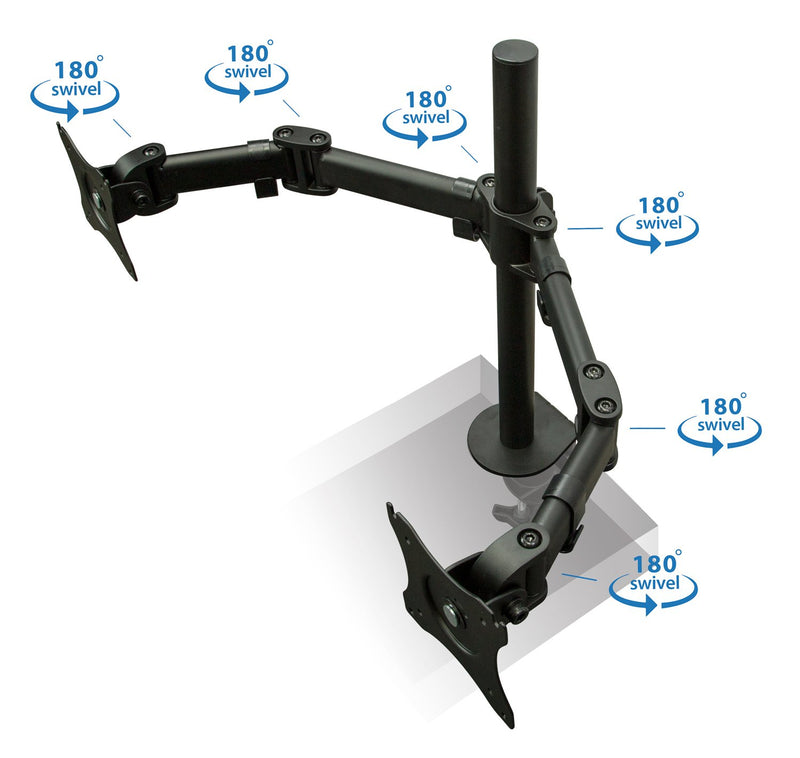 Mount-IT - Dual Monitor Clamp Stand up to 27" � Black