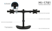 Mount-IT - Dual Monitor Stand up to 27" � Black