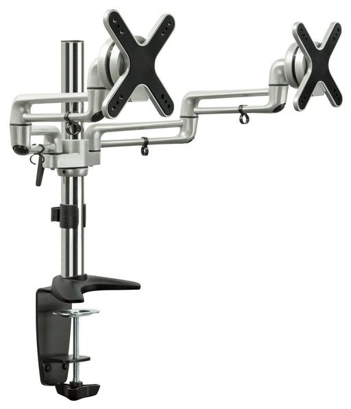 Mount-IT - Dual Monitor Clamp with Gas Spring Arms up to 27" � Silver