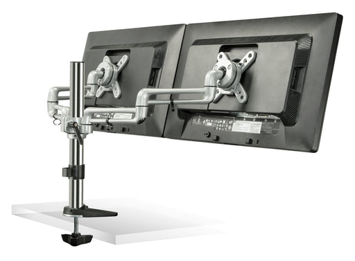 Mount-IT - Dual Monitor Clamp with Gas Spring Arms up to 27" � Silver