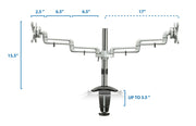 Mount-IT - Dual Monitor Clamp with Gas Spring Arms up to 27" � Silver