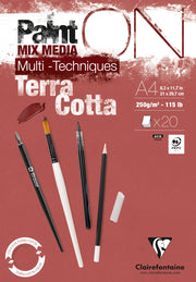 Clairefontaine - Paint'ON Terracotta glued pad A4 20 sheets 250g