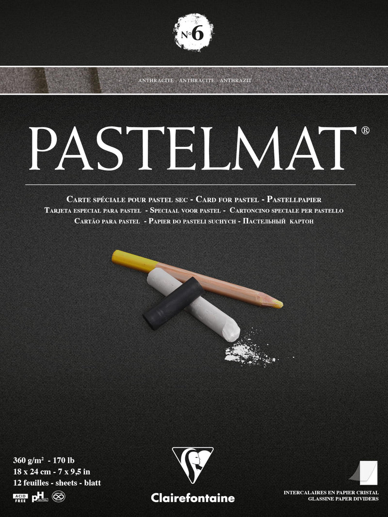 Clairefontaine - Pastelmat Pad N°6 360g  Anthracite  12 Sheets 7.1x9.45in
