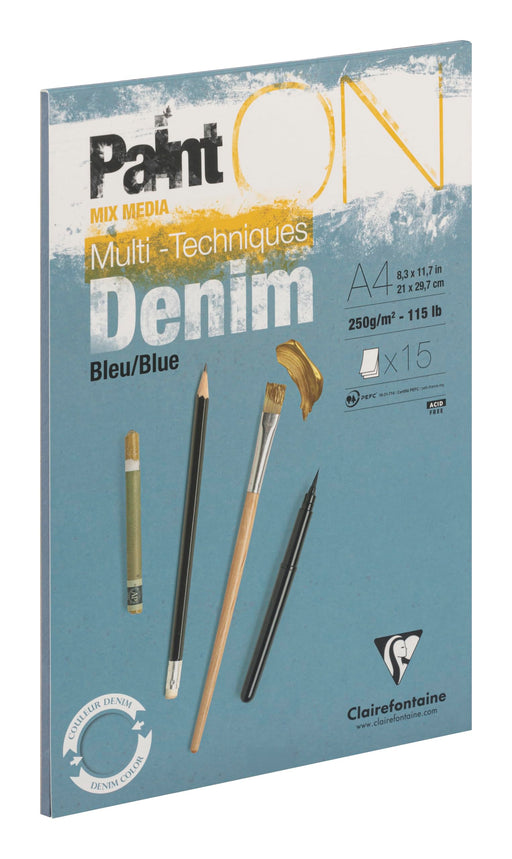Clairefontaine - Paint'On Drawing pad Jean Blue A4 15S 250g