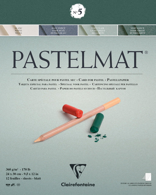 Clairefontaine - Pastelmat Pad N°5 360g  Assorted  12 Sheets 9.4x11.8in