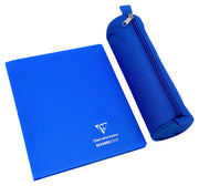 Clairefontaine - Round Pencil Case - 600 Deniers Polyester - Blue (2.75x8.7in)