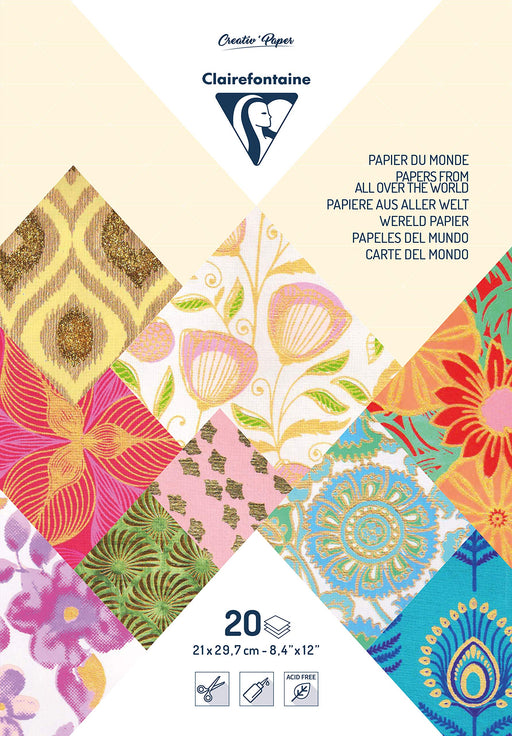 Clairefontaine - Notepad with papers from around the world A4 20 sheets