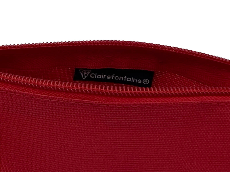 Clairefontaine - Round Pencil Case - 600 Deniers Polyester - Red (2.75x8.7in)