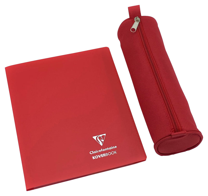 Clairefontaine - Round Pencil Case - 600 Deniers Polyester - Red (2.75x8.7in)
