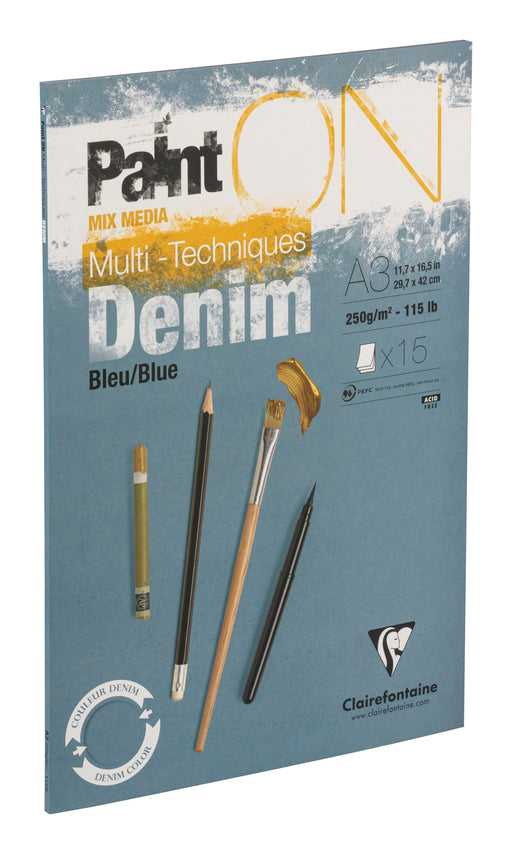 Clairefontaine - Paint'On Drawing pad Jean Blue A3 15S 250g