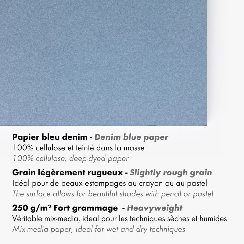 Clairefontaine - Paint'On Drawing pad Jean Blue A5 15S 250g