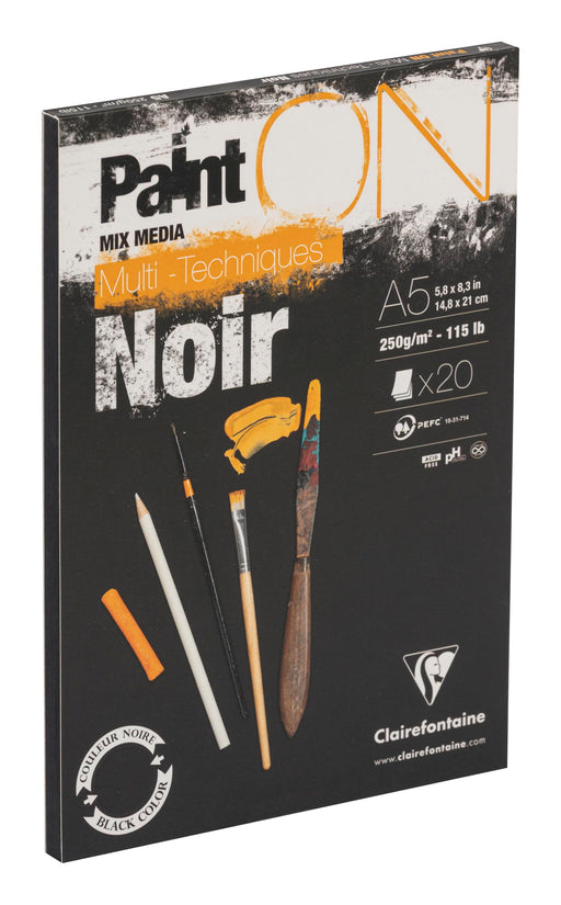 Clairefontaine - Painting on Multi Technic Black  A5 250g  20S 14.8x21cm