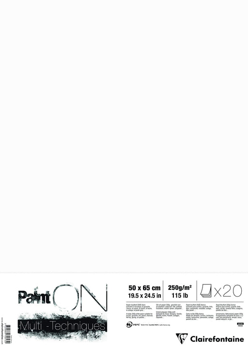 Clairefontaine - Paint'On White 250g. 20S  19.7X25.5
