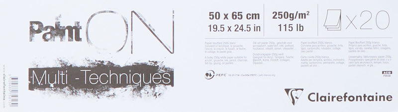 Clairefontaine - Paint'On White 250g. 20S  19.7X25.5