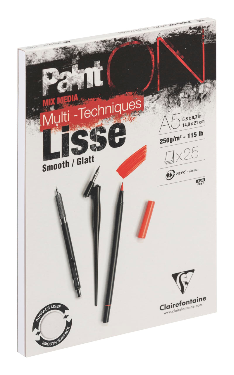 Clairefontaine - Paint'On Smooth white drawing pad A5 25S 250g