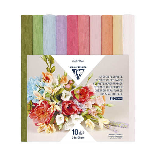 Clairefontaine - Crepe Paper, 10 rolls 25x100cm, Pastel assortment