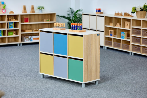 Beleduc - NAPOLI 6 COMPARTMENT WOOD STORAGE W/MULTI COLOR DOORS