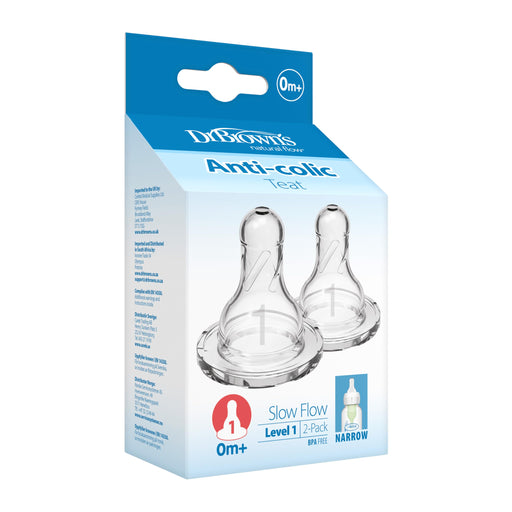 Dr Brown's - Level 1 Silicone Narrow Nipple, 2-Pack