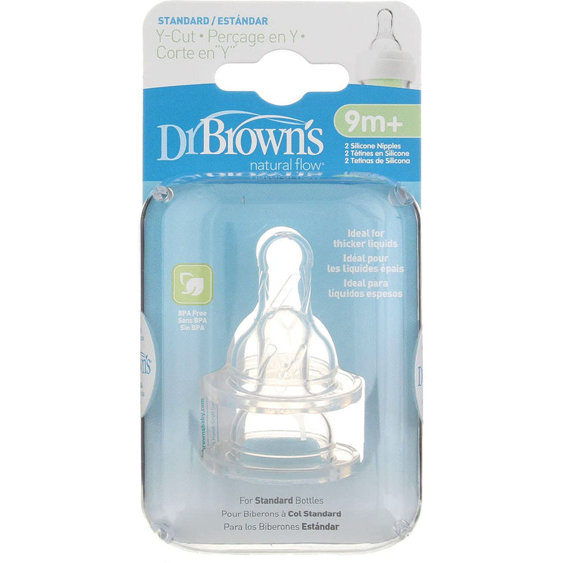 Dr Brown's - Y-Cut Silicone Narrow Nipple, 2-Pack
