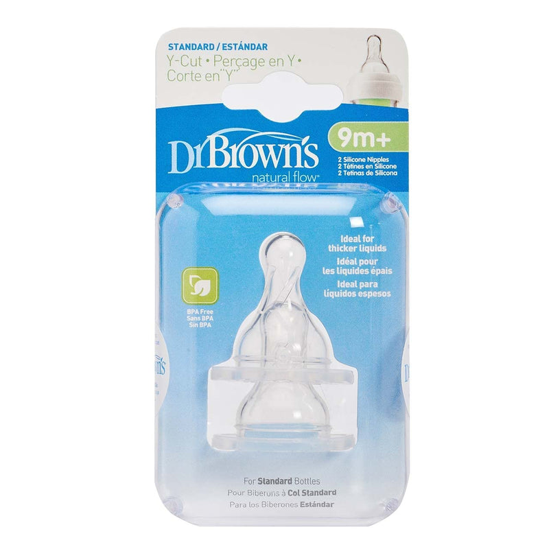 Dr Brown's - Y-Cut Silicone Narrow Nipple, 2-Pack