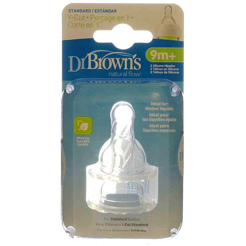 Dr Brown's - Y-Cut Silicone Narrow Nipple, 2-Pack