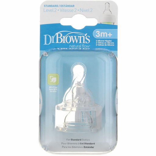 Dr Brown's - Level 2 Silicone Narrow Nipple, 2-Pack