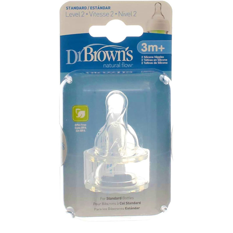 Dr Brown's - Level 2 Silicone Narrow Nipple, 2-Pack