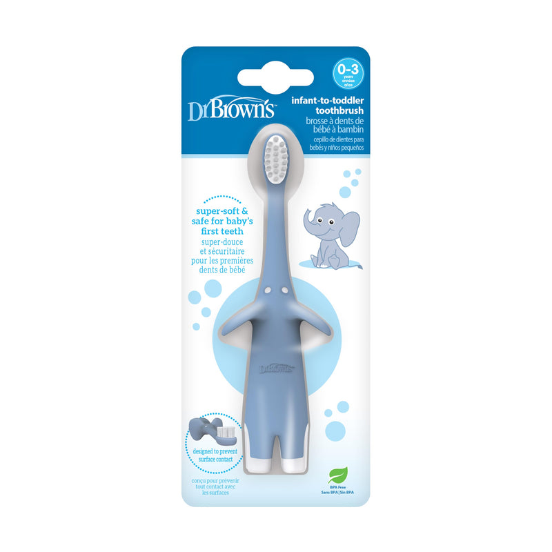 Dr Brown's - Infant-to-Toddler Toothbrush, Elephant, Blue, 1-Pack